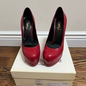 YSL Tribtoo 105  Red Leather Pumps